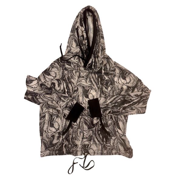 Victoria Sport Victoria's Secret Women's Black/White Swirl Mesh Hoodie Size L - Picture 2 of 6